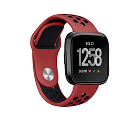 YP Select Bande de sport en silicone avec trous de ventilation Sangles de rechange pour Fitbit Versa Smartwatch-Rouge Noir