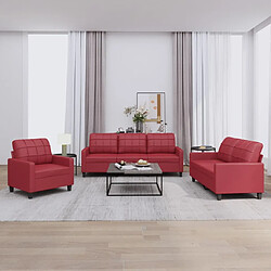 vidaXL Ensemble de canapés 3 pcs et coussins Rouge bordeaux Similicuir