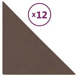 vidaXL Panneaux muraux 12 pcs Marron 30x30 cm Tissu 0,54 m²