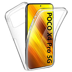 Htdmobiles Coque pour Xiaomi Poco X4 Pro 5G - housse etui silicone gel fine 360 integrale (avant et arriere) + film ecran - TRANSPARENT