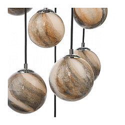 Acheter Luminaire Center Suspension Mikara Chrome poli,verre à effet de marbre 12 ampoules 150cm