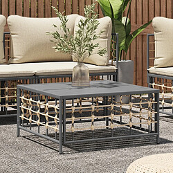 Maison Chic Table de jardin | Table d'extérieur anthracite 70x70x34 cm résine tressée -GKD58861