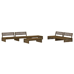 Avis Maison Chic Salon de jardin 6 pcs + coussins - Mobilier/Meubles de jardin - Table et chaises d'extérieur marron miel bois massif -MN78675