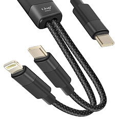 LinQ Câble de Charge et Synchronisation USB-C vers Lightning et USB-C 60W Noir