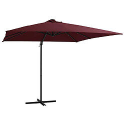 ComfortXL Parasol Déporté Avec Lumières LED Rouge Bordeaux 250x250 Cm