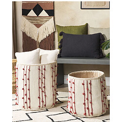 Beliani Lot de 2 paniers en coton beige et rouge KHEL