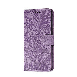 Wewoo Housse Coque Pour Nokia 7.2 étui en cuir à rabat horizontal fleur de dentelle avec support et fentes cartes et portefeuille et cadre photo violet