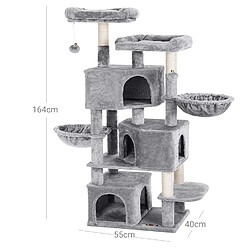 Helloshop26 Grand arbre à chat avec 3 niches 164 cm de hauteur gris clair 12_0001159