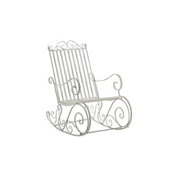 Decoshop26 Chaise fauteuil à bascule rocking chair pour jardin en fer blanc vieilli MDJ10104