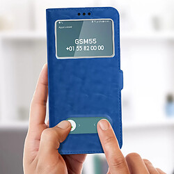 Avis Avizar Housse Samsung Galaxy A6 Plus Etui Clapet 2x Fenêtre Coque Silicone Gel - Bleu