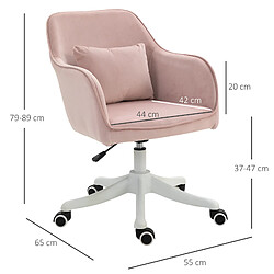 Avis Homcom Chaise de bureau velours fauteuil bureau massant coussin lombaire intégré hauteur réglable pivotante 360° rose poudré