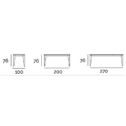 Inside 75 Table repas extensible GEO 12 couverts 200/270x100cm pieds chêne plateau céramique noir