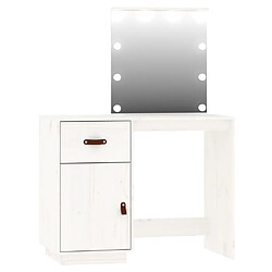 Helloshop26 Ensemble de coiffeuse avec led 135 x 50 x 135 cm bois de pin solide blanc 02_0006218