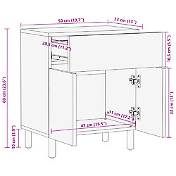 vidaXL Table de chevet noir 50x33x60 cm bois d'ingénierie pas cher