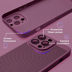 Moozy VentiGuard Coque pour iPhone 15 Pro, 6,1", Housse Respirante avec Motif Perforé pour la Circulation de l'Air, Ventilation, Coque Anti-Surchauffe pour iPhone 15 Pro, 15 Pro Case, Violet