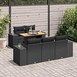 vidaXL Salon de jardin 6 pcs avec coussins noir résine tressée