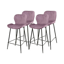 Lisa Design Basti - lot de 4 tabourets de bar - en velours rose