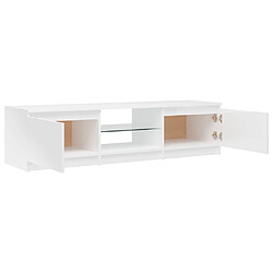 Acheter Maison Chic Meubles TV avec lumières LED - Banc TV pour salon blanc brillant 140x40x35,5 cm -MN82289