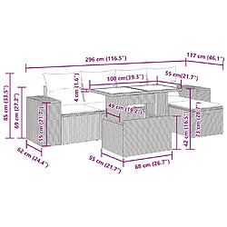 vidaXL Salon de jardin avec coussins 6 pcs marron résine tressée pas cher