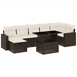 vidaXL Salon de jardin 8 pcs avec coussins marron résine tressée