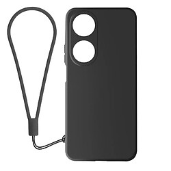 Avizar Coque pour Honor 90 Smart Silicone Finition Soft-touch avec Dragonne Noir