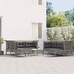 Maison Chic Salon de jardin 9 pcs + coussins - Mobilier/Meubles de jardin - Table et chaises d'extérieur Gris Résine tressée -MN30588