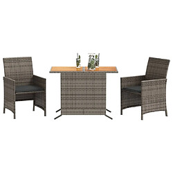 Avis Maison Chic Ensemble de bistro 3 pcs avec coussins,Table + chaises + coussins de jardin gris résine tressée -GKD624402