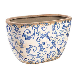 Jardinière Romimex Bleu Blanc Porcelaine Finition vieillie 27 x 16 x 15 cm