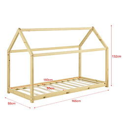 Avis Lit Enfant Design Maison Netstal Pin 160 x 80 cm Naturel [en.casa]