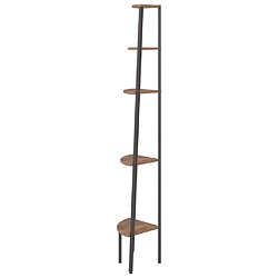 Avis vidaXL Étagère d'angle 5 niveaux Marron foncé et noir 45,5x31,5x180 cm