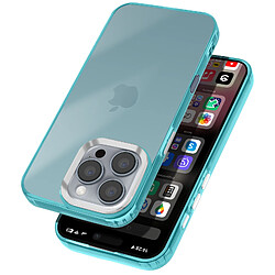 Avizar Coque pour iPhone 16 Pro Souple Design Fumé Contour Caméra Métallisé Turquoise