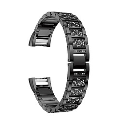 Acheter Wewoo Bracelet pour montre connectée en acier inoxydable serti de diamants Fitbit Charge 2 noir