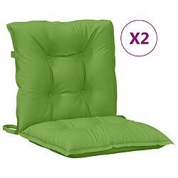 vidaXL Coussins de chaise à dossier bas lot de 2 vert mélangé tissu