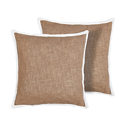 Beliani Lot de 2 coussins IANTHE Coton 45 x 45 cm Unicolore Marron