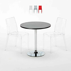 Grand Soleil Table carré et ronde avec 2 Chaises colo