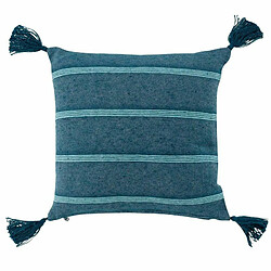 Paris Prix Coussin Déco à Pompons Jakady 40x40cm Bleu