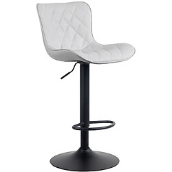 Decoshop26 Tabouret de bar x1 coutures décoratives pied trompette hauteur réglable en métal noir assise en PVC blanc 10_0004856