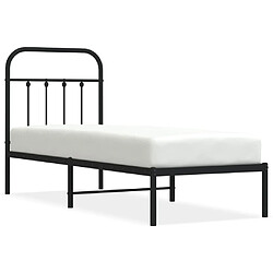 vidaXL Cadre de lit métal sans matelas avec tête de lit noir 75x190 cm