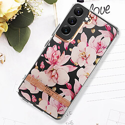 Avizar Coque Samsung Galaxy S22 Dos Rigide Contour Silicone Motif Fleurs Roses pas cher