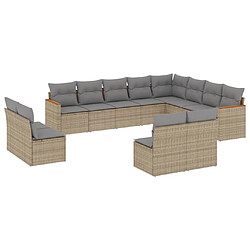 vidaXL Salon de jardin et coussins 12 pcs mélange beige résine tressée