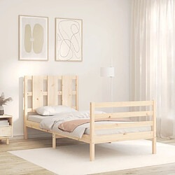 Avis Maison Chic Cadre/structure de lit avec tête de lit pour adulte - Lit Moderne Chambre simple bois massif -MN13094