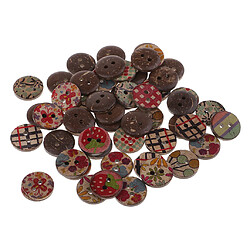 50pcs boutons décoratifs en bois imprimé artisanat coudre couture scrapbooking multicolore pas cher