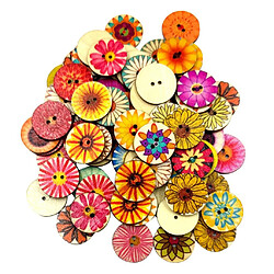 100 Pièces Assorties Couleurs Mélangées Boutons En Bois 2 Trous Pour Bricolage Couture 15mm