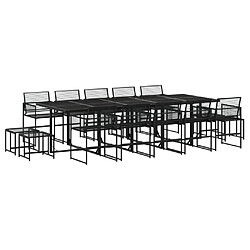 vidaXL Ensemble à manger de jardin 15 pcs noir résine tressée