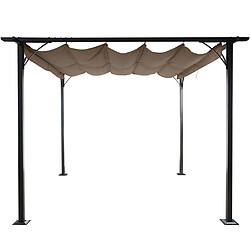 Mendler Pergola HWC-C42, pavillon de jardin, cadre stable à 6 cm + toit ouvrant ~ 3x3m taupe pas cher