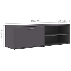 vidaXL Meuble TV Gris 120x34x37 cm Bois d’ingénierie pas cher