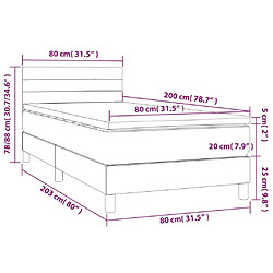 vidaXL Sommier à lattes de lit avec matelas Crème 80x200 cm Tissu pas cher