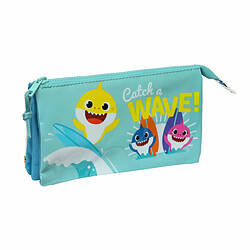 Baby Shark Surfing Trousse Fourre-Tout Double - Bleu/Blanc - PVC - Polyester 600D - 22 x 12 x 3 cm