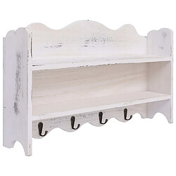 vidaXL Porte-manteau mural Blanc 50x10x30 cm Bois