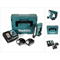 Makita DST 221 RTJ 18 V Li-ion Agrafeuse/Cloueur sans fil + Coffret de transport Makpac + 2x Batteries BL 1850 B 5,0 Ah + Chargeur DC 18 RC